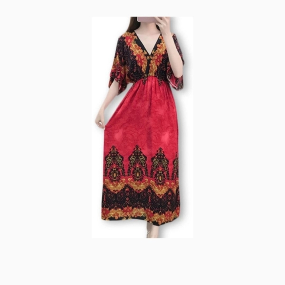Red/Black Beach Boho Dress